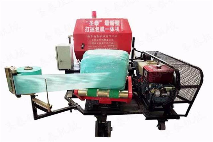 打捆包膜一體機是由打捆、包膜兩部分組成，在開始使用一體機作業(yè)時，應先把麻繩放在打捆機上，將麻繩穿好放到夾線管內，然后把送膜卷按照說明書要求的方向